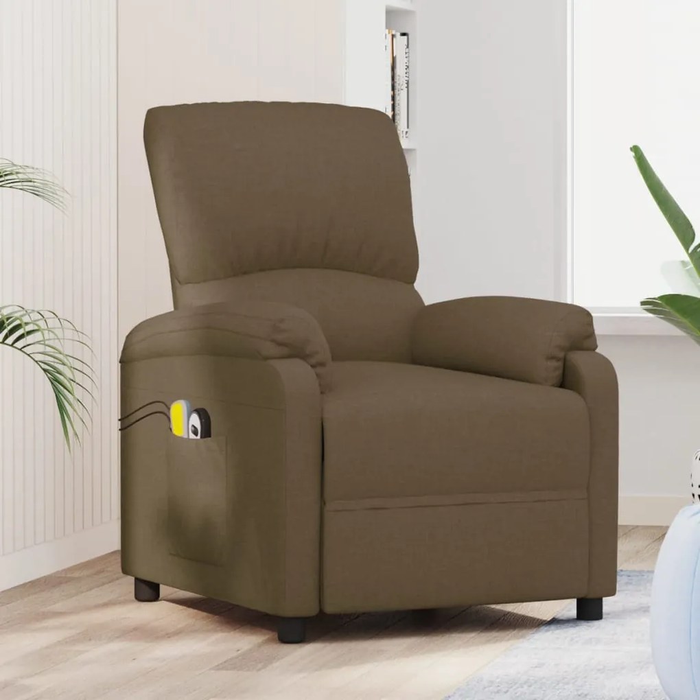 3073856 vidaXL Fotoliu de masaj electric, maro, material textil