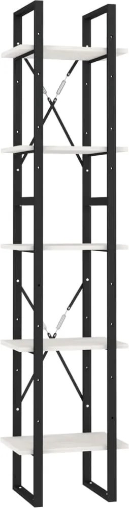 vidaXL Bibliotecă cu 5 rafturi, alb, 40x30x175 cm, lemn masiv de pin
