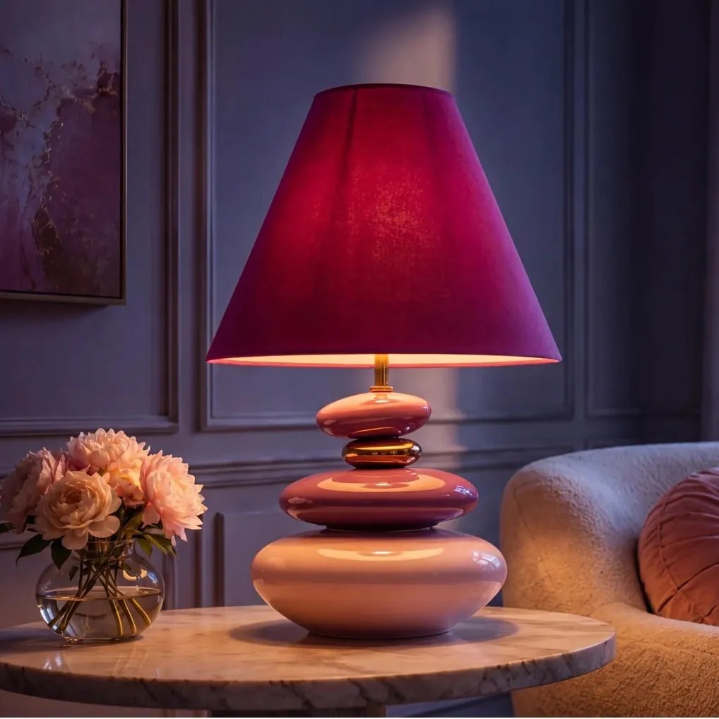 Lampa de masa decorativa STONES OF ECSTASY 60cm roz auriu