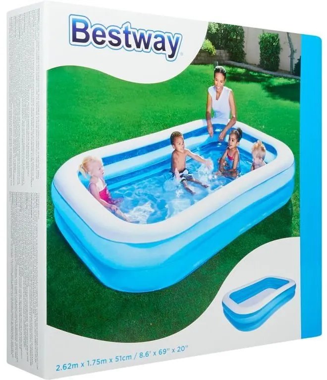 Piscina gonflabila, dreptunghiulara, 269x175x51 cm, bestway family