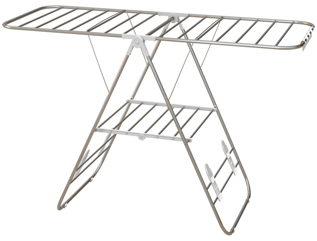 HOMCOM Suport de uscat rufe pliabil pe picioare cu 2 niveluri ajustabile dim. 148L x 60,5l x 98H cm | Aosom Romania