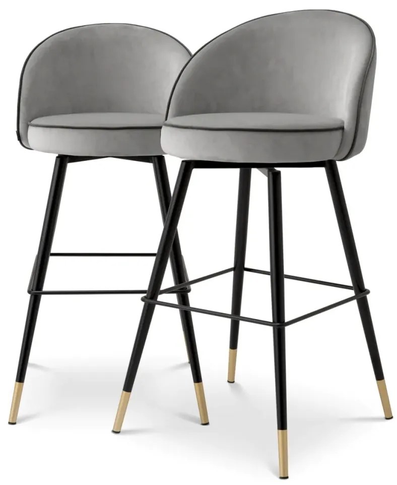 Set de 2 scaune de bar pivotante, design LUX, Bar Stool Cooper gri deschis