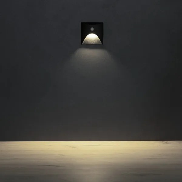 Kanlux 39142 - Aplica LED pentru trepte cu senzor EXIN 2,5W/230V 4000K IP65, neagră, pătrată