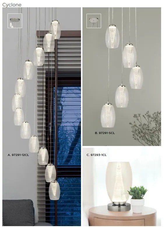 Lustra LED suspendata design XXL Cyclone 12L 97291-12CL SRT