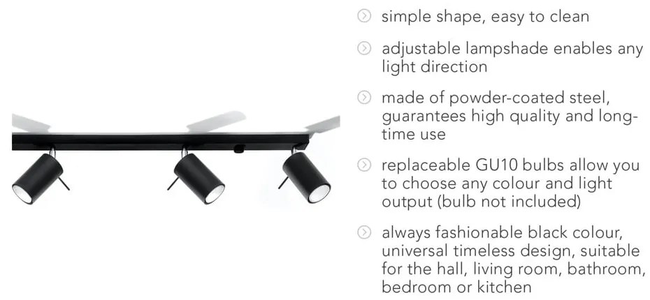 Lustră Sollux Etna 4L, negru