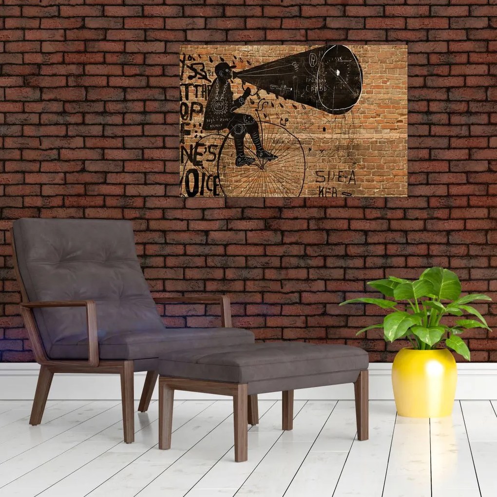 Tablou - Barbat cu biciclete stil Bansky (90x60 cm)