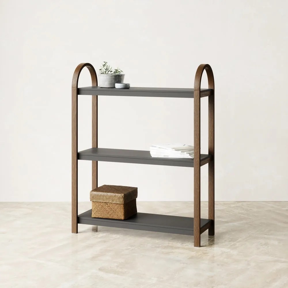Etajeră neagră/în culoare naturală cu aspect de lemn de nuc 72x90 cm Bellwood – Umbra