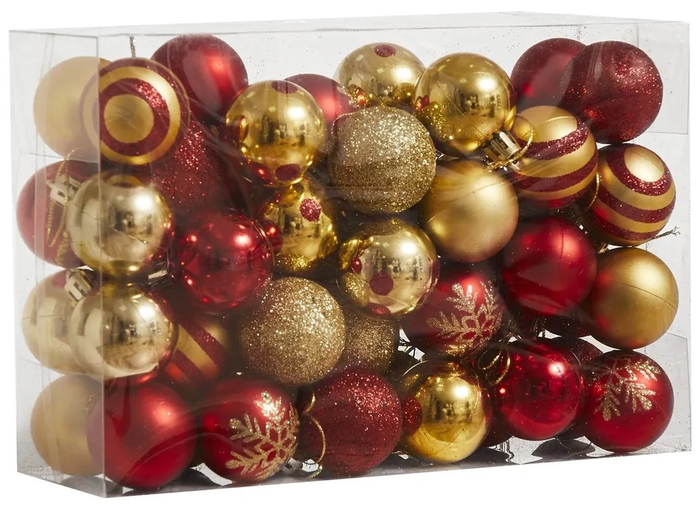 Set ornamente de Crăciun 4Home Joy, 50 buc., auriu și roșu