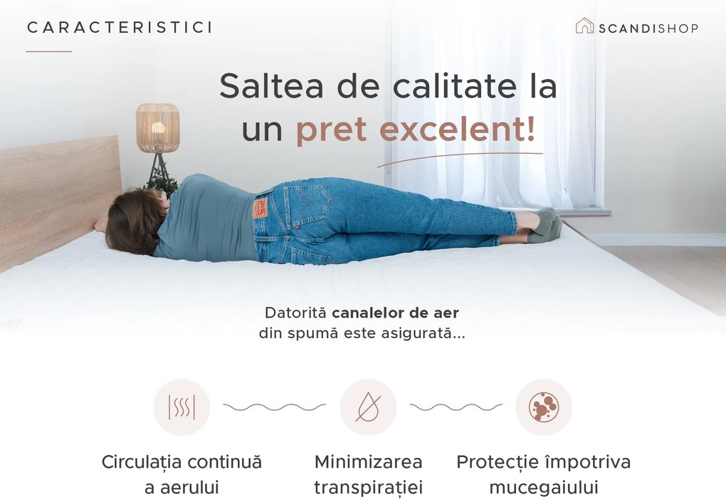 Saltea spuma DELUXE 80 x 200 cm Protectie saltea: Incluzine protectia de saltea