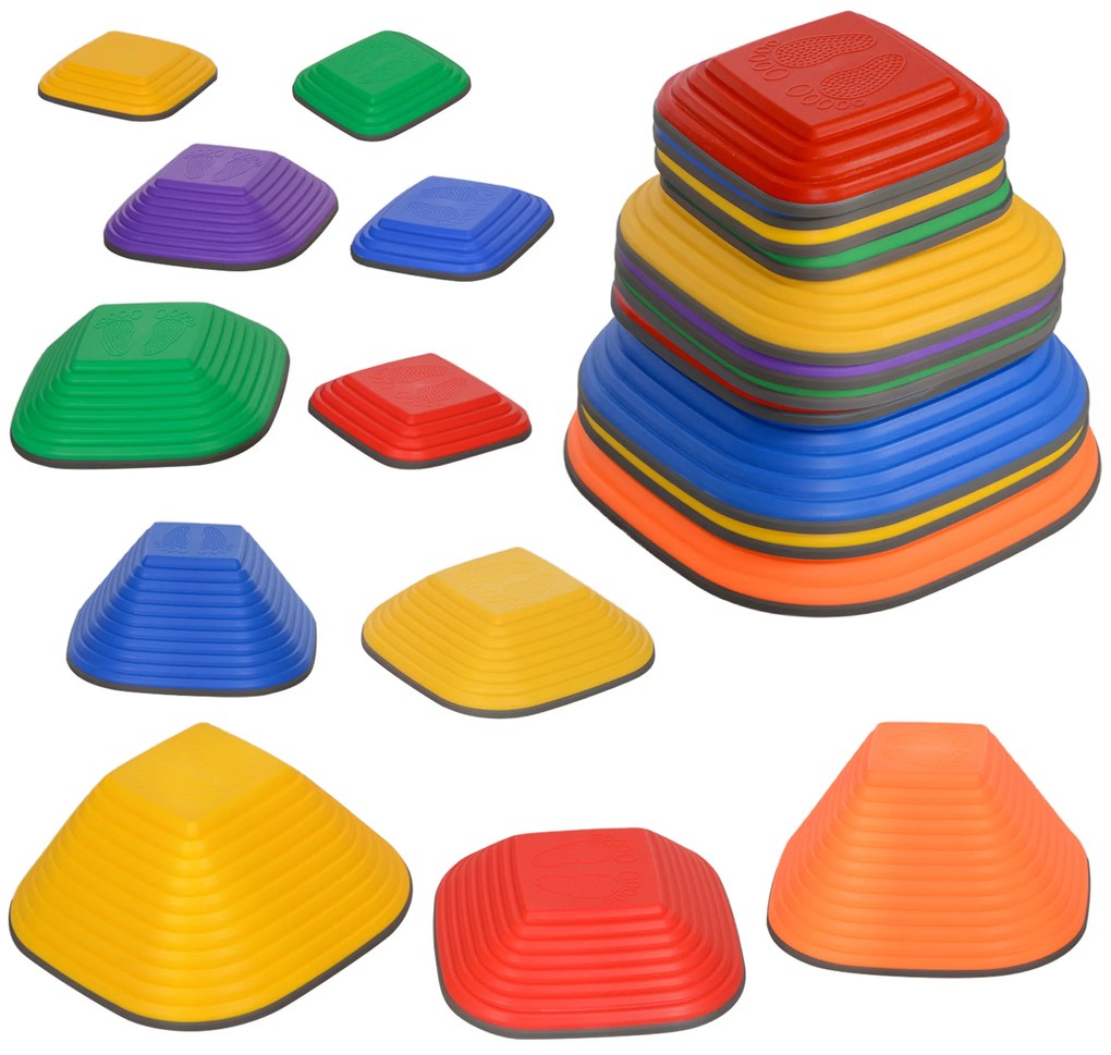 AIYAPLAY 11 piese pietre de echilibru pentru copii parcurs de motricitate empilabile și antidrapante multicolor | Aosom Romania