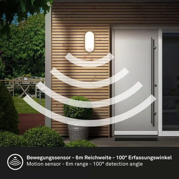 Brilo - Aplică de perete pentru exterior cu senzor de mișcare LED/12W/230V IP65 neagră