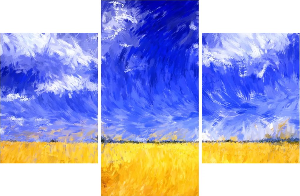 Tablou - Pictură în ulei, câmp auriu (90x60 cm)