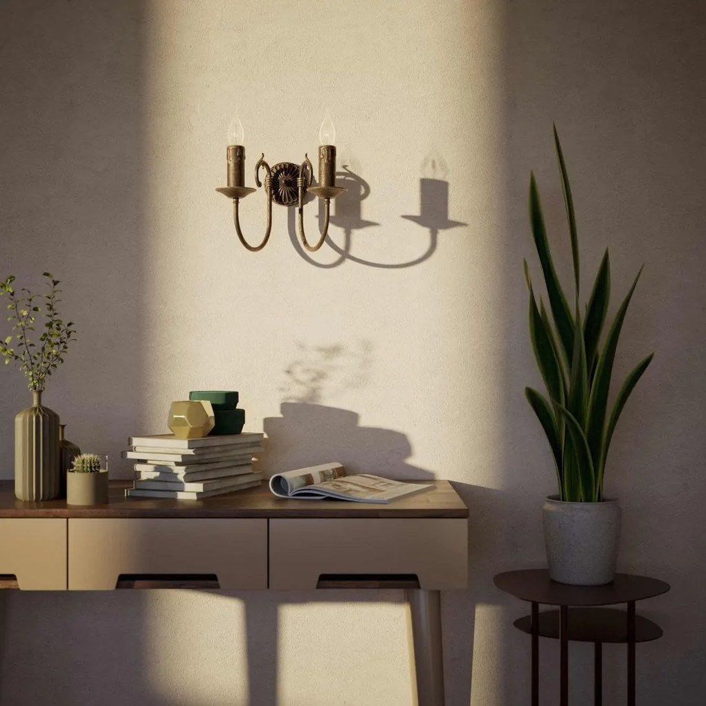 Aplica de perete 2 brate din alama stil clasic Petalo