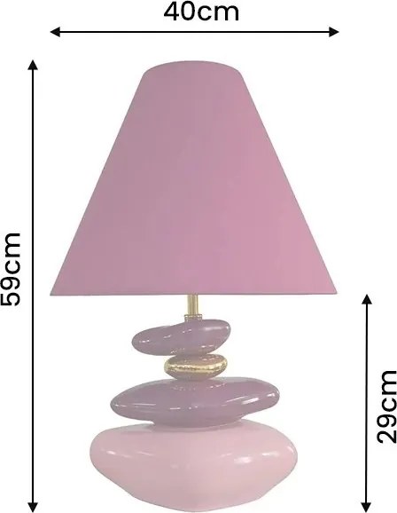 Lampa de masa decorativa STONES OF ECSTASY 60cm roz auriu