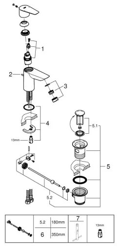 GROHE 24196001 - Baterie pentru lavoar START, mărime S, crom lucios
