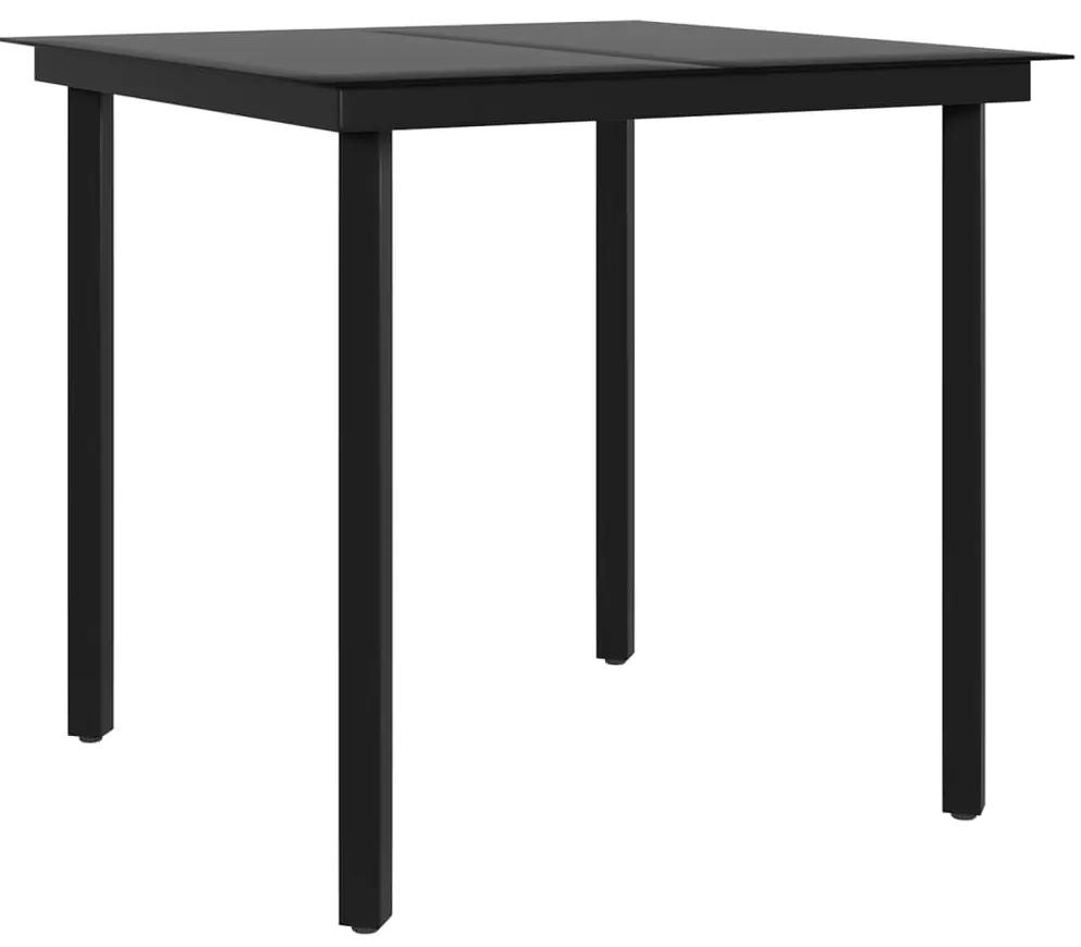 Set mobilier de gradina, cu perne, 3 piese, negru Negru, Lungime masa 80 cm, 3