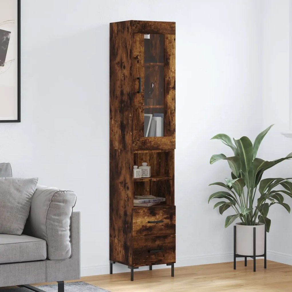 3199302 vidaXL Dulap înalt, stejar fumuriu, 34,5x34x180 cm, lemn prelucrat