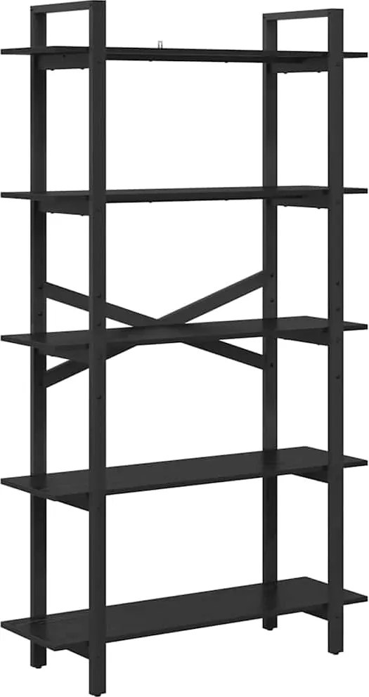 vidaXL Raft pentru cărți Stejar Negru 100 x 33,5 x 178 cm