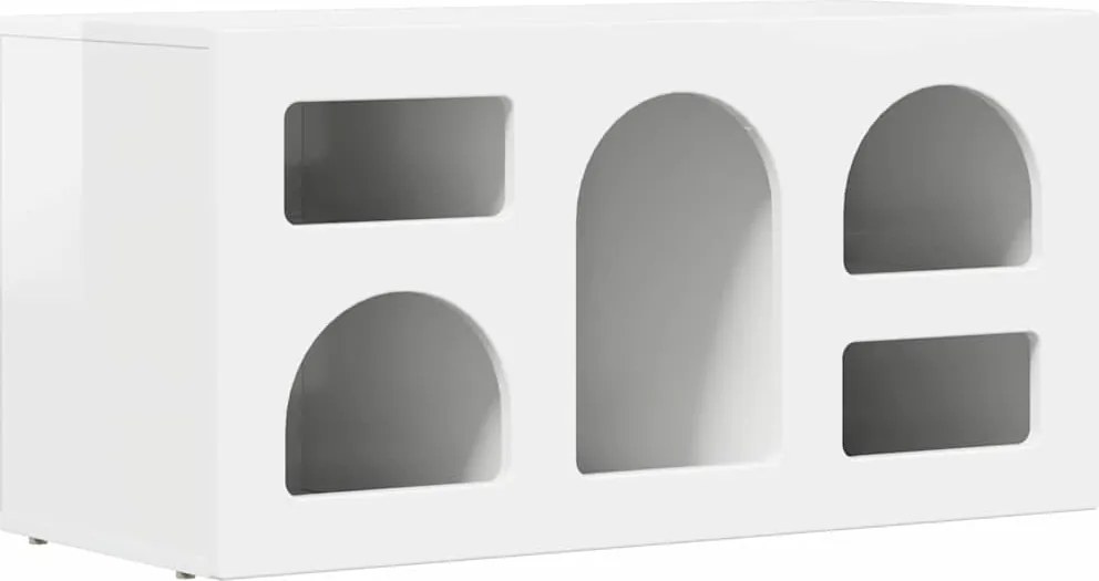 vidaXL Cabinet TV Alb lucios 80 x 35 x 40 cm Lemn compozit