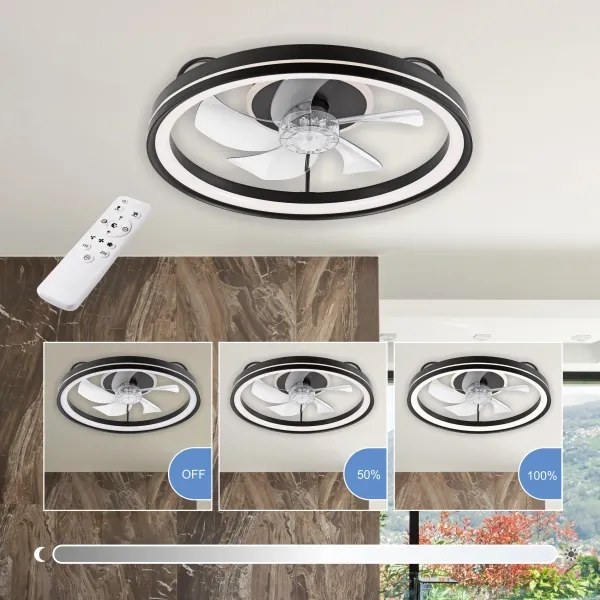 Plafonieră LED cu ventilator FARGO LED/37W/230V negru + telecomandă
