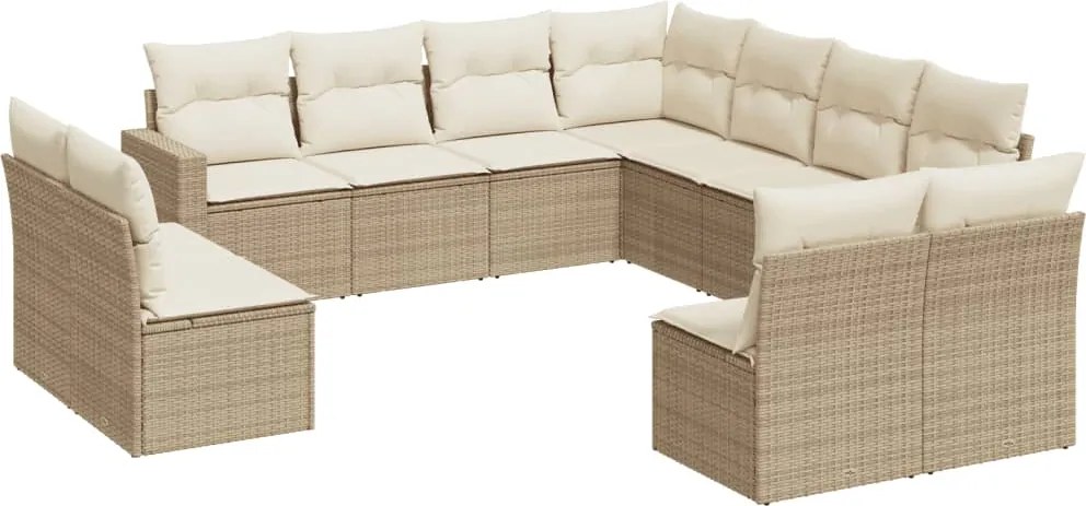 vidaXL Set canapele de grădină cu perne, 11 piese, bej, poliratan