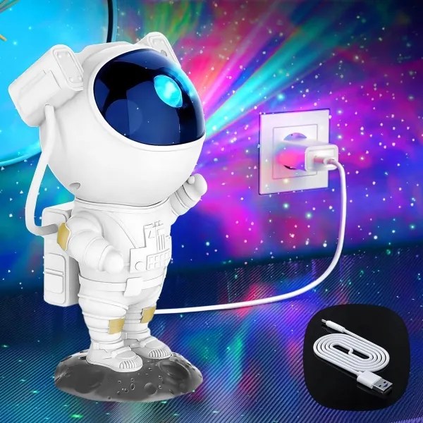 Proiector RGB LED în formă de astronaut, 5W/5V, cu telecomandă