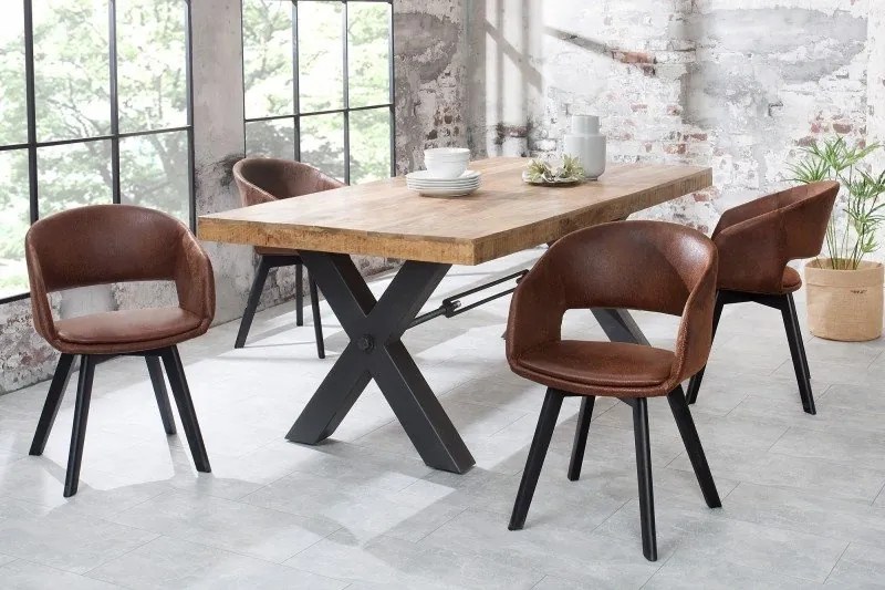 Set 2 scaune design scandinav Nordic Star microfibra maro antic