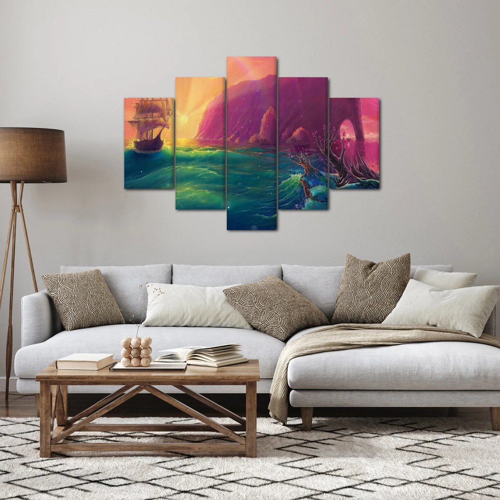 Tablou - Pictură în ulei, călătorie într-un țărăm fantastic (150x105 cm)