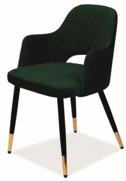 Scaun tapitat cu stofa si picioare metalice Frances Velvet Verde Inchis / Negru / Auriu, l54xA52xH80 cm