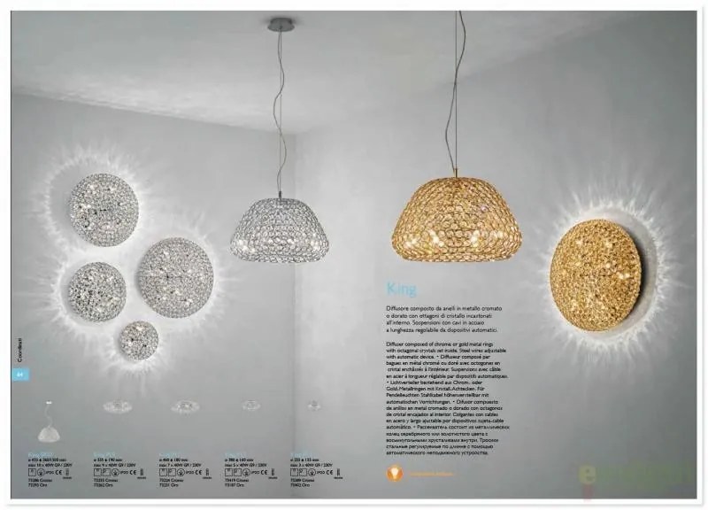 Plafonier cristal Venezian diam.53,5cm KING PL9 ORO 073262
