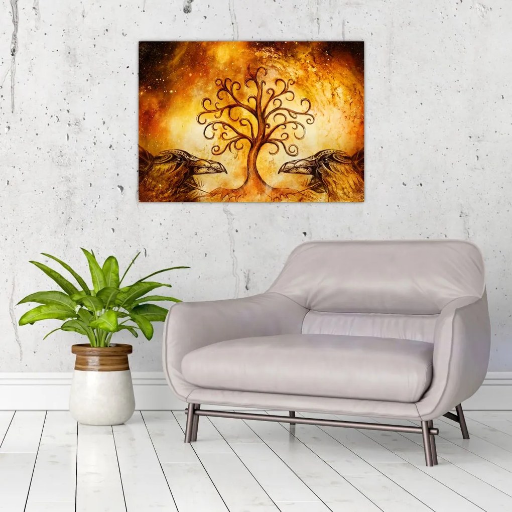 Tablou natural abstract cu copac (70x50 cm)