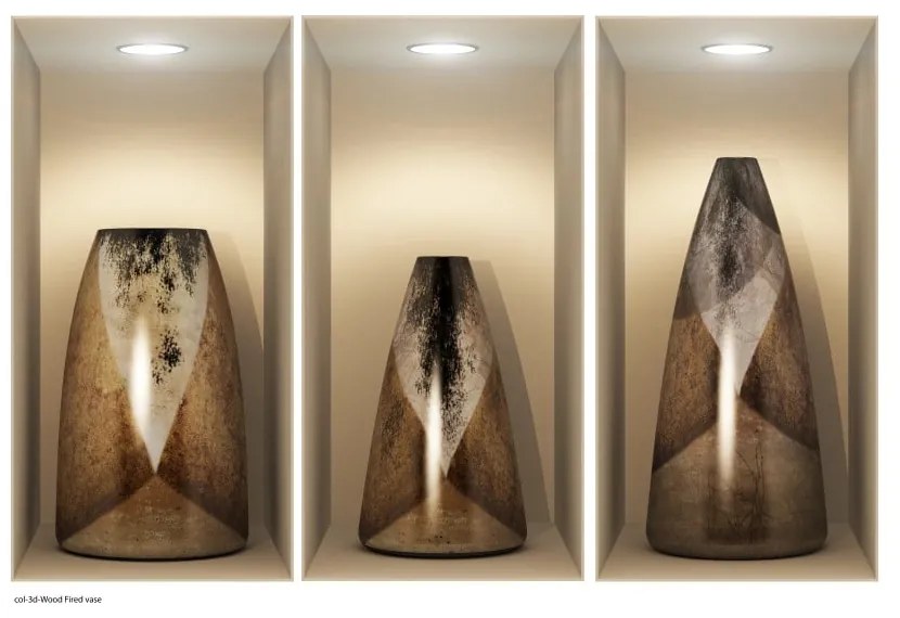 Set 3 autocolante cu efect 3D Ambiance Wooden Vases
