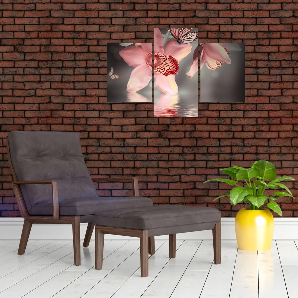 Tablou - Flori și fluture (90x60 cm)