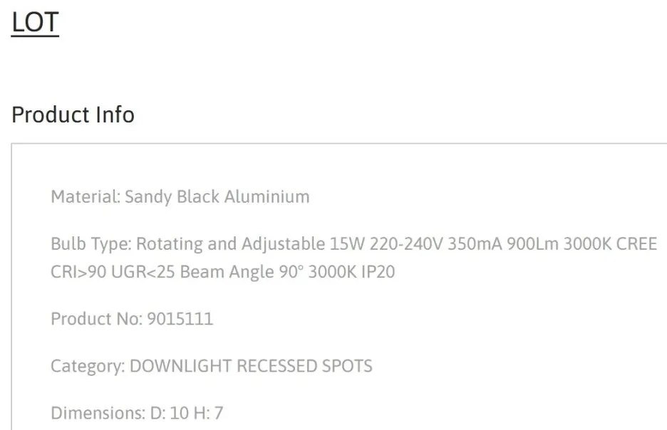 Spot LED aplicat ajustabil LOT 15W negru