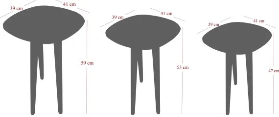 SET 3x măsuță laterală TYN maro