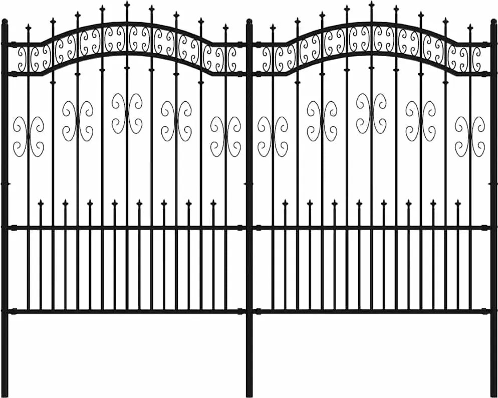 vidaXL Gard de grădină Kampen cu vârf tip suliță, negru, 240x150 cm, oțel