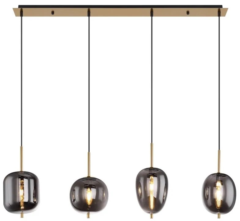 Lustra cu 4 pendule design modern Blacky I negru mat, alama