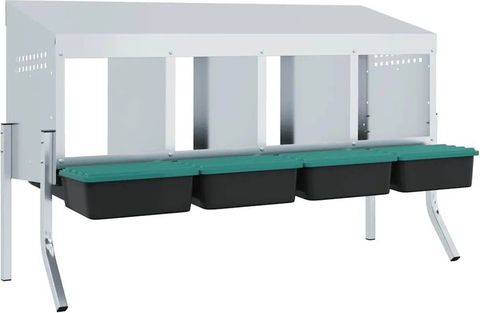 vidaXL Cuib pentru găini cu 4 compartimente și picioare, oțel galvanizat