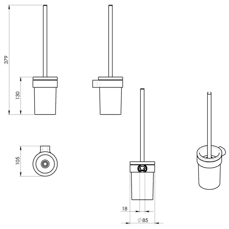 Perie de WC albă/aurie de montat pe perete din sticlă Gedy Pirenei – Sapho