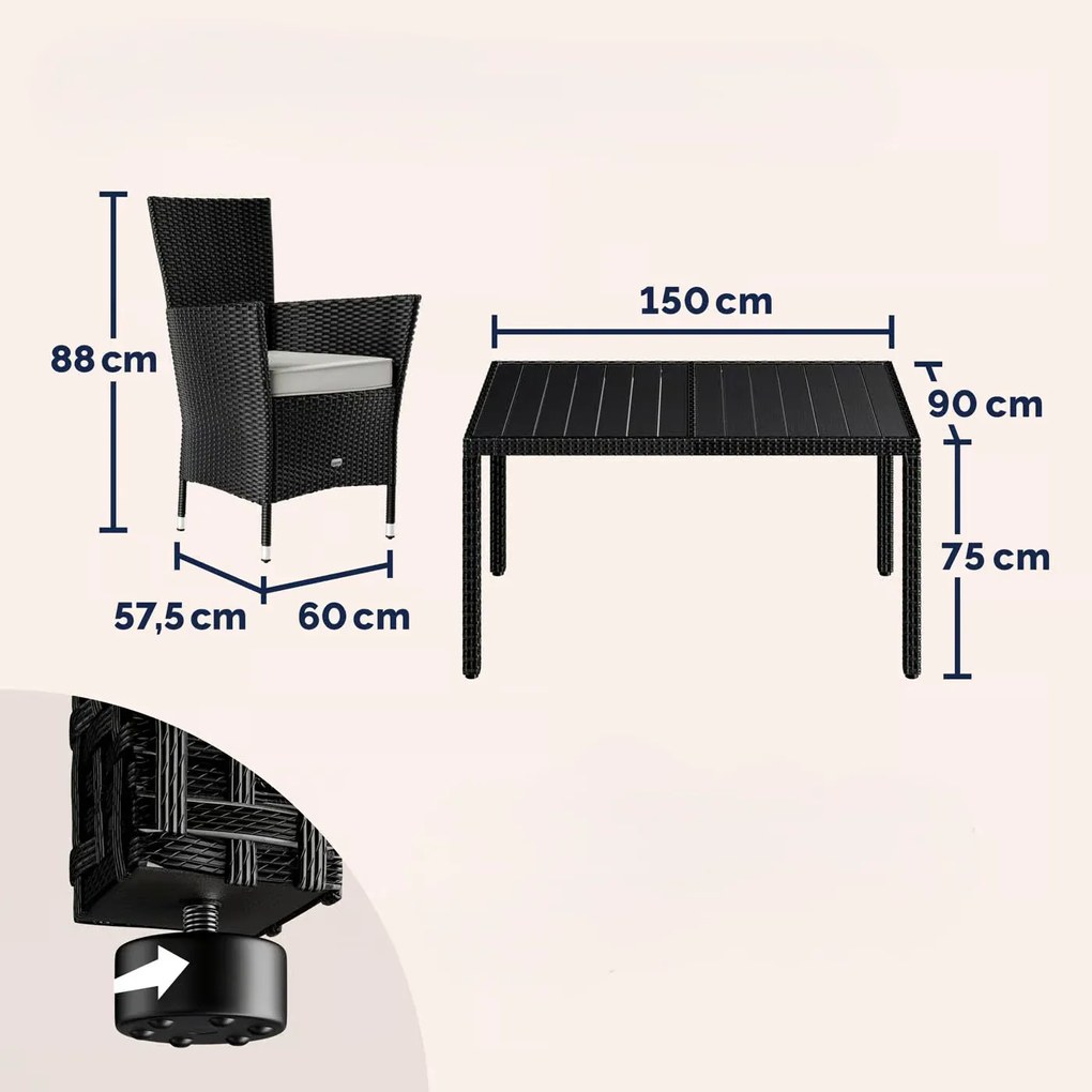 Deuba Set ratan de gradina Berlin 1+6 negru - WPC