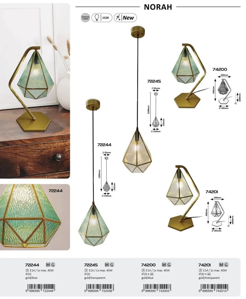 Lustra, Pendul design modern Norah albastru