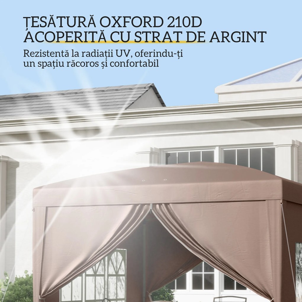 Outsunny Foișor de Grădină Impermeabil, cu Panouri Laterale Pliabile din Oțel și Acoperiș, 2,95x2,95x2,58 m, Verde | Aosom Romania