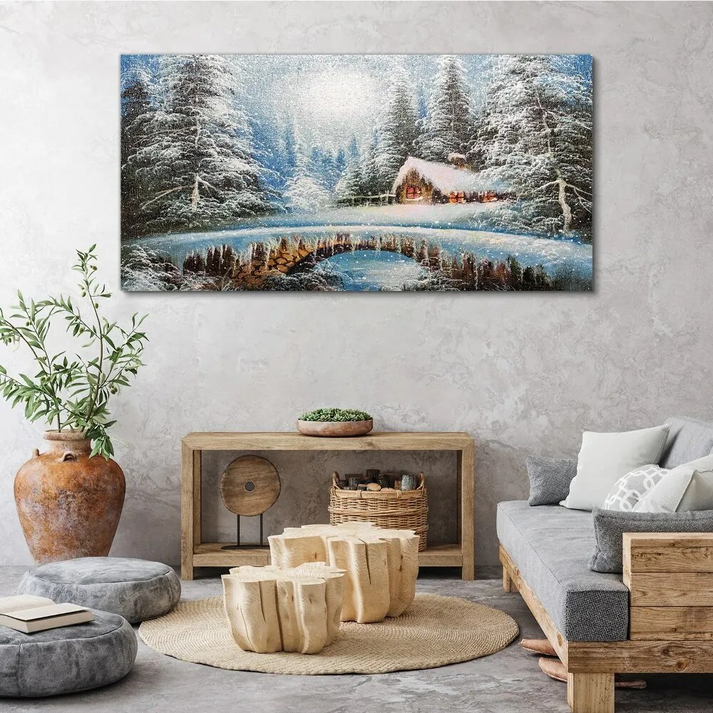 Tablou canvas Iarna Zăpadă Pădure Natura