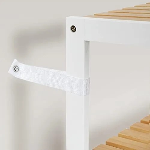 Pantofar 3 nivele din bambus, Songmics, Alb, 59x26x66 cm
