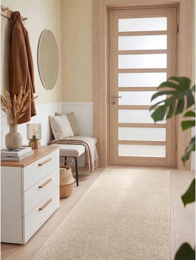 Covor tip traversă crem lavabil 80x240 cm Rocco Cream – Elle Decoration