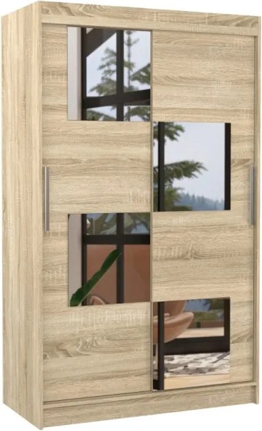 Dulap cu usi glisante si oglinda 120x200 cm, Lugano, ADRK Furniture (Culoare: Trufă)