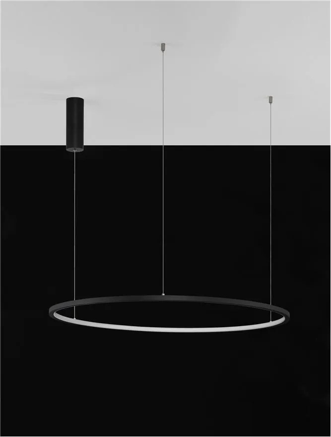 Lustra LED suspendata design modern circular TARQUIN D-80cm negru