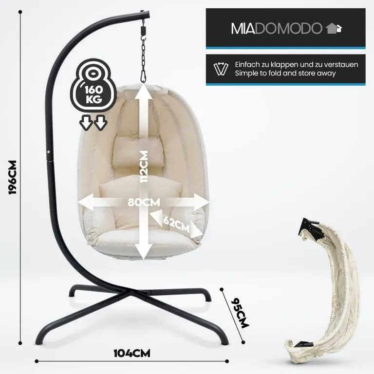 Scaunul suspendat MIADOMODO, de culoare bej