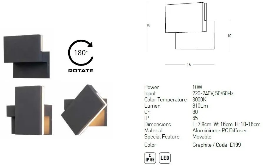 Aplica LED iluminat exterior ambiental IP65 Nuria