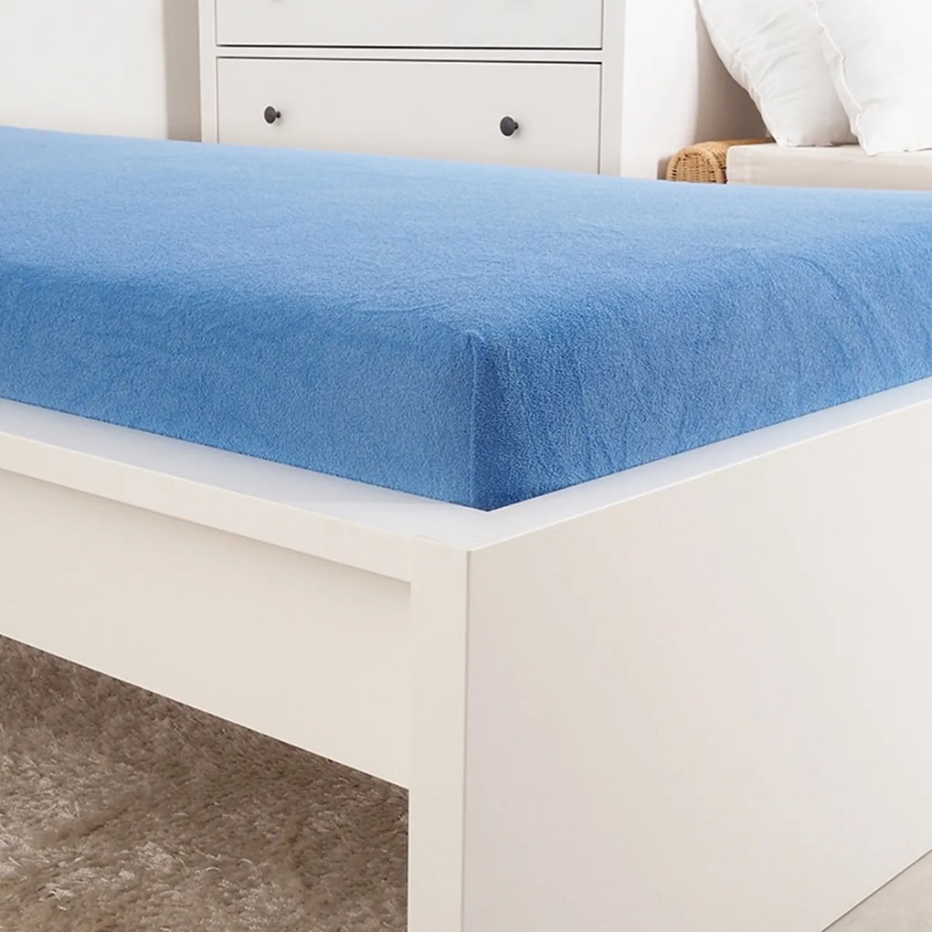 Cearșaf de pat 4Home din frotir Ideal albastru cer, 90 x 200 cm, 90 x 200 cm